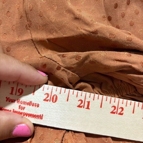 Draper James RSVP Womens Blouse Top Brown S Polka Dot V Neck 3/4 Puff Sleeve - Picture 6 of 7